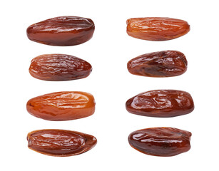 Dried dates fruits on white background