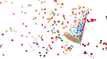 Party popper confetti , party concept on white background 