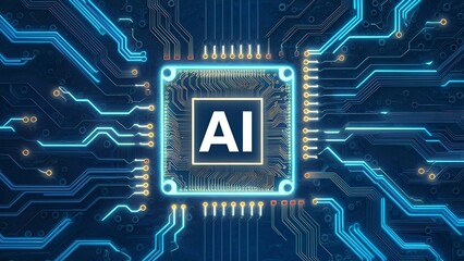 Science and technology stock photo, data, ai and human hand, ai generated.