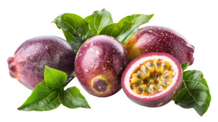 Passionfruits on white background