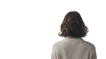 Person turned back on white background