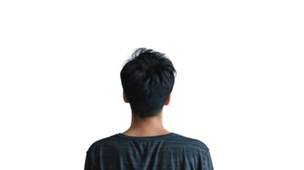 Person turned back on white background