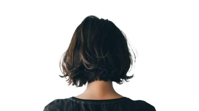 Person turned back on white background