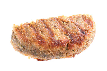 Half of tasty vegetarian cutlet isolated on white