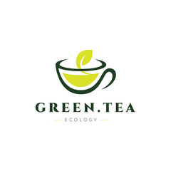 green tea cup logo design graphic vector