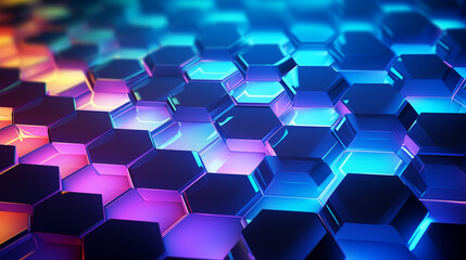 Neon Glowing Hexagonal Pattern