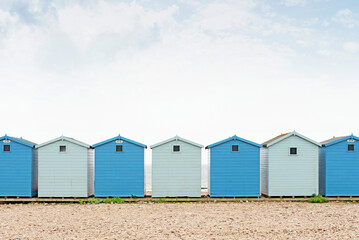 Naklejka premium Blue beach huts