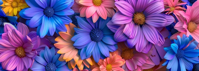 Fototapeta premium Flowers over rectangle background. Flower background