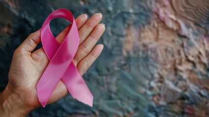 The pink bow in the girl's hand is a symbol of Cancer and  successful treatment outcomes