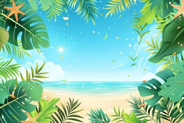 Fototapeta na wymiar Summer Background illustration created with Generative AI