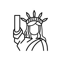 
US Landmarks - New York: Statue of Liberty,icon in outline style isolated on white background.perfect us for website,print etc.