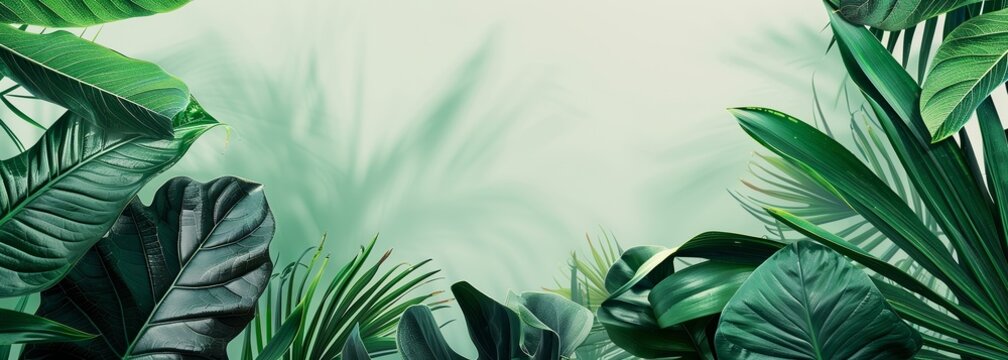 Big leaves over rectangle background. Leaf background