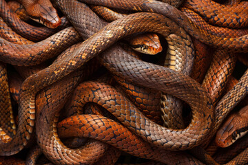Obraz premium Close up of snakes tangled together. Chinese new year 2025 background. Year of the snake