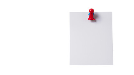Pinned blank paper note on white background