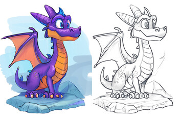 dragon in coloring book, Generative AI