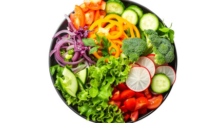 Plate of fresh salad , vegetables, on white background 