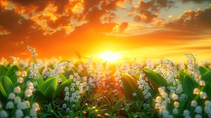 Naklejka premium lily of the valley HD 8K wallpaper Stock Photographic Image 