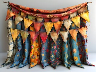 Vibrant Bohemian Style Fabric Bunting for Festive and Decorative Displays
