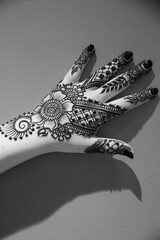 North America, USA, Washington. Indian Mehendi celebration.  Henna application and rituals. Hands.