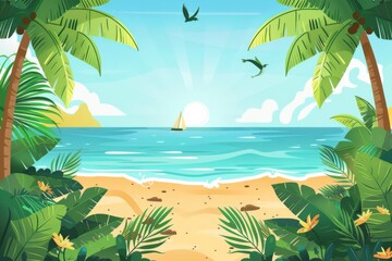 Fototapeta premium Summer Background illustration created with Generative AI