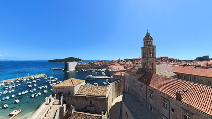 City of Dubrovnik Croatia with city walls streets and harbor