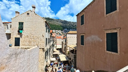 City of Dubrovnik Croatia with city walls streets and harbor