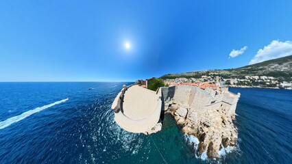 City of Dubrovnik Croatia with city walls streets and harbor