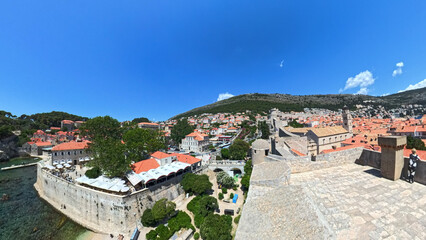 City of Dubrovnik Croatia with city walls streets and harbor