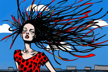 Artwork of a woman depicting visual hallucinations, Psychedelic Consciousness