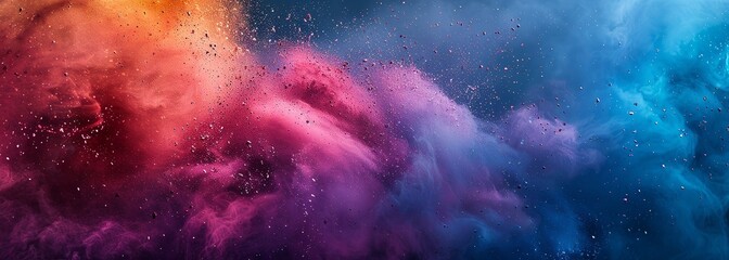 Obraz premium Abstract multicolored powder splatter background. Multicolored powder exploding