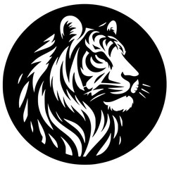 Tiger head silhouette in circle