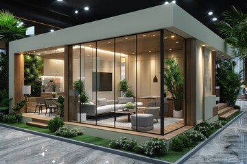 Obraz premium A booth of real estate project showcase interior in exhibition