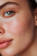 Fototapeta premium Detailed Close-Up of a Young Woman in Her 20s with Glowing, Healthy Skin, Without Makeup