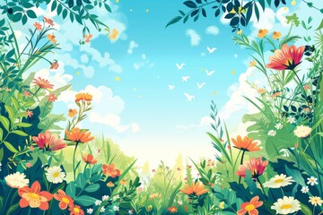 Fototapeta premium Summer Background illustration created with Generative AI