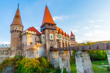 Europe, Romania, Hunedoara. Corvin Castle, Gothic-Renaissance castle, one of the largest castles in Europe.