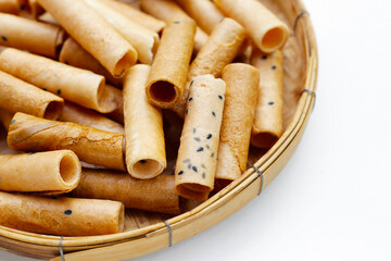 Thai snack, crispy coconut rolls