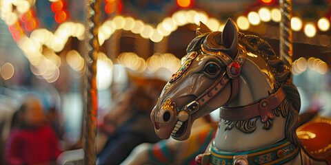 a close up of an ornate carousel horse, generative AI