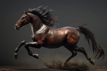 horse running fast in realistic 3d by generative ai
