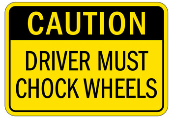 Chock wheels warning sign driver must chock wheels