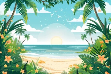 Obraz premium Summer Background illustration created with Generative AI