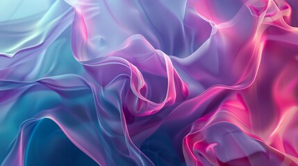 Obraz premium Abstract flowing fabric with pink and blue hues, creating a soft and fluid visual texture