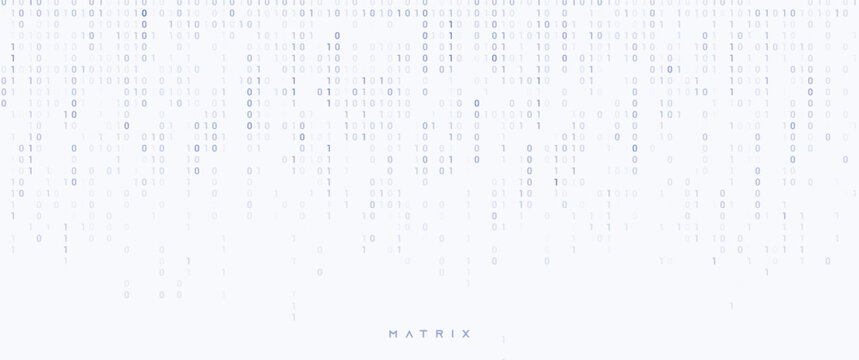 falling blue binary number on white canvas with text preview, computer science conceptual background design