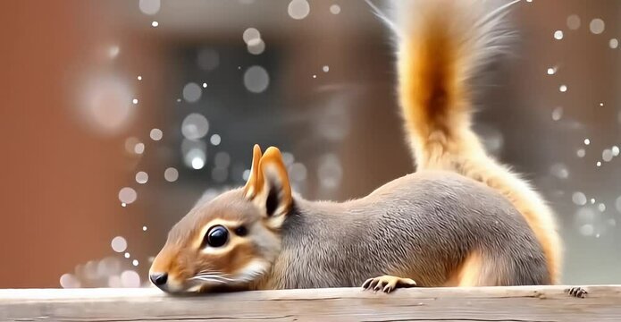 A close-up shot capturing the swift leap of a squirrel with a blurred background