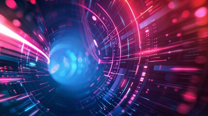 Obraz premium Vivid Abstract Technology Vortex with Neon Lights