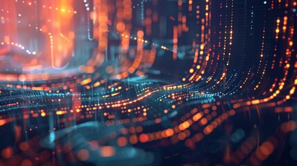 Obraz premium Flowing Red and Blue Digital Data Stream