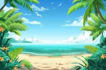 Fototapeta premium Summer Background illustration created with Generative AI