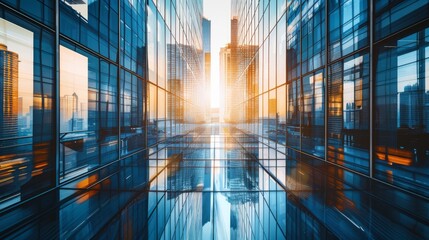 Obraz premium Corporate High-Rise Skyscrapers at Sunset