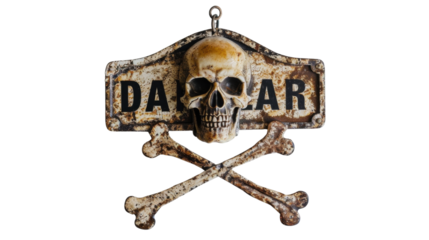Danger sign with skull and cross bones on white background