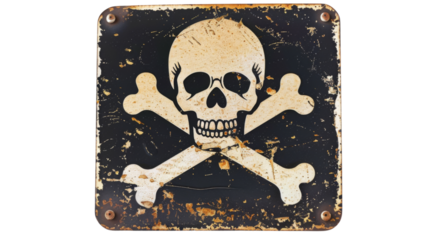 Danger sign with skull and cross bones on white background