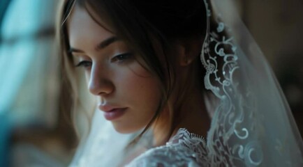 beautiful sensual woman enjoy her make up face while waiting for wedding 